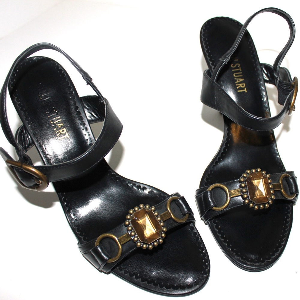 Colin Stewart Brass Jewel Black Sandal